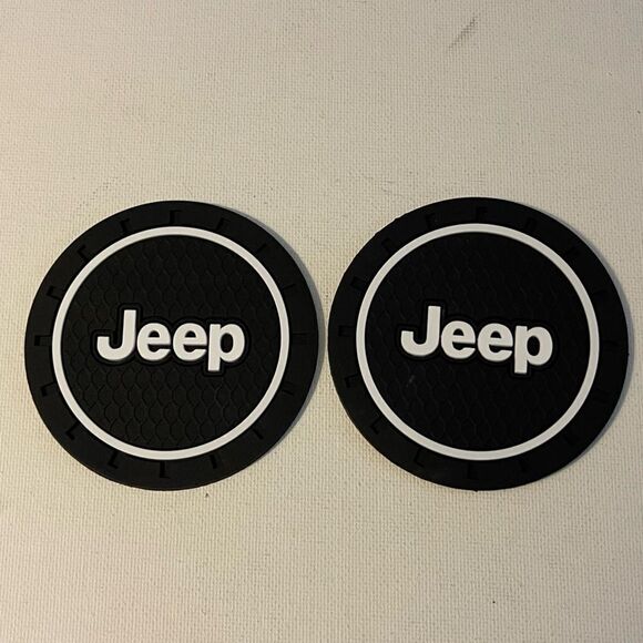 Jeep cup Coasters in black and white Set of 2 NWT - Picture 2 of 4